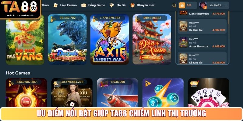 Ưu điểm giúp TA88 chiếm lĩnh thị phần